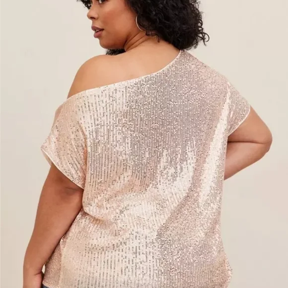 Sequin One-Shoulder Top - Picture 2 of 10